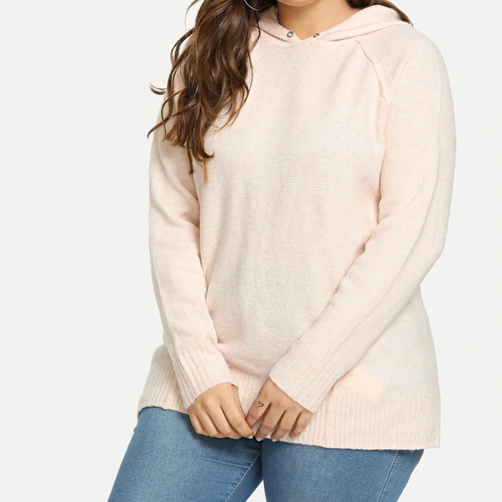 NEW❗️2 LEFT❗️XL-1X•BELLA BLUSH PINK SO SOFT HOODED SWEATER - Picture 3 of 15